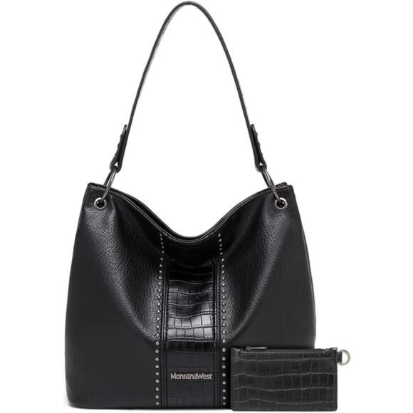 Hobo Bag Purses and Handbags for Women Z-black/Croco